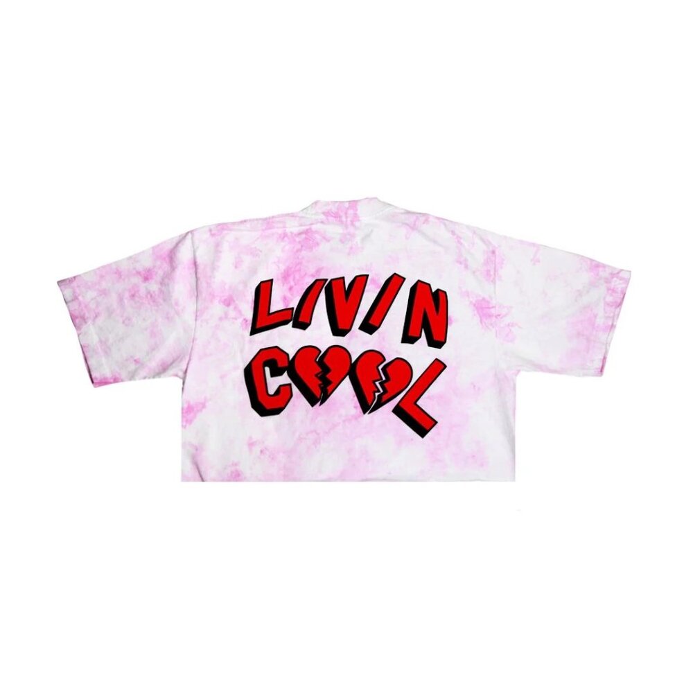 Livin’ Cool Pink Tie Dye Heartbreaker Crop Top Size M
